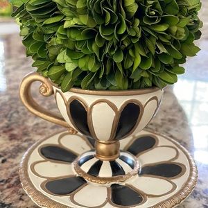 Mackenzie-child tea cup boxwood topiary